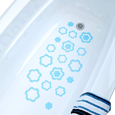 SlipX Solutions Adhesive Flower Bath Treads (21 ct, Blue)