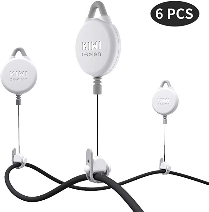 [Pro Version] KIWI design VR Cable Management, 6 Packs Retractable Ceiling Pulley System for HTC Vive/HTC Vive Pro/Oculus Rift S/PS VR/Microsoft MR/Samsung Odyssey VR Accessories (White)