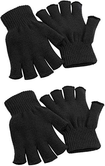 Cooraby 2 Pairs Unisex Warm Half Finger Gloves Winter Fingerless Gloves (L for Adults, M for Teens, S for Kids)