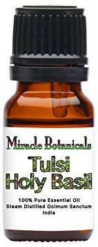 Miracle Botanicals Tulsi Holy Basil Essential Oil - 100% Pure Ocimum Sanctum - Therapeutic Grade - 10ml