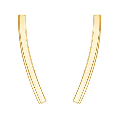 PAVOI 14K Gold Plated Sterling Silver Post Crawler Earrings Cuff Studs