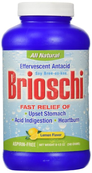 Brioschi Original All Natural Effervescent Antacid, Lemon Flavor 8.5 oz Bottle