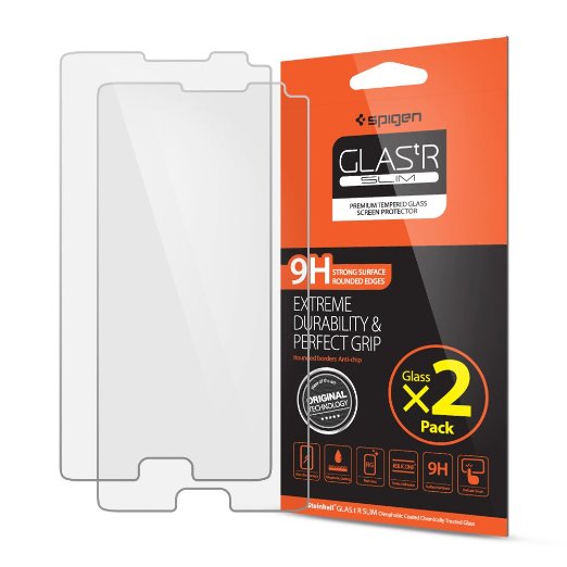 Galaxy Note 4 Screen Protector, Spigen® [Tempered Glass] [2 Pack] Samsung Galaxy Note 4 Glass Screen Protector [Easy-Install Wing] [Lifetime Warranty] -2 Pack