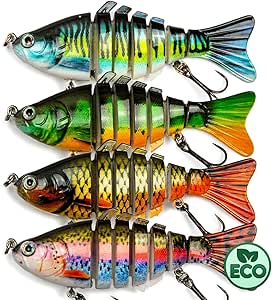 Eco-Friendly Bass Fishing Lure Set (4pcs) | Sustainable Crankbaits, Jerk Baits, Gliders & Multi Jointed Swimbaits | Unique Kit of Freshwater & Saltwater Baits