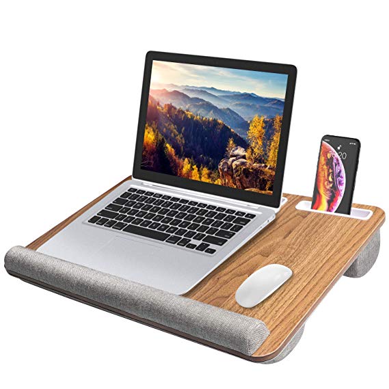 HUANUO Lap Desk - Fits up to 17 inches Laptop, Built in Wrist Pad for Notebook, Tablet, Laptop Stand with Tablet, Pen & Phone Holder