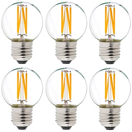 Dimmable g16.5 led 40W g16 1/2 led Edison Bulb 2700K 4W e26 Globe for Ceiling Fan,Vanity 6Pack