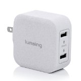 Lumsing17w 2 Ports USB Wall Charger with Intelligent Control Chipset for Iphone 6s66plus5s5ipad Air21ipad Mini32ipad 43ipodsamsung Galaxynotehtc Nexusblackberrylg and Moregrey