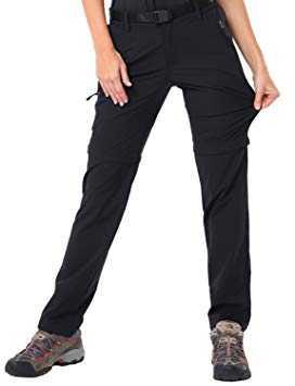 MIER Women's Quick Dry Convertible Cargo Pants Lightweight Stretchy Hiking Pants, 5 Zipper Pockets, Water-Resistant