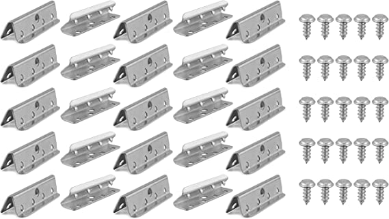 Cornucopia Metal Chair Webbings Clips (25-Pack); Replacement Upholstery Furniture Clamps with Screws Included