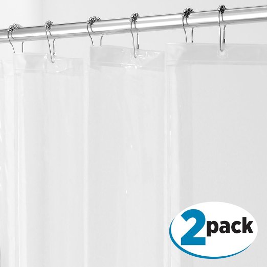 mDesign PEVA 3G Shower Curtain Liner PACK of 2 PVC FREE Eco Friendly MOLD and MILDEW Resistant ODORLESS - No Chemical Smell 72 x 72 - Clear