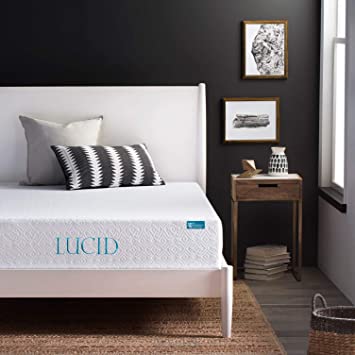 LUCID 10 Inch Gel Infused Memory Foam Mattress - Medium Plush Feel - CertiPUR-US Certified - 10 Year warranty - Twin with LUCID Encasement Mattress Protector - Twin