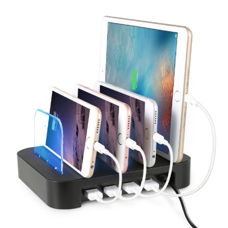 2016 Newest Version Charging Station WinTech Detachable Universal Multi-Port USB Charging Station 34W 4-Port USB Charging Dock Desktop Charging Stand Organizer Fits most USB-Charged Devices