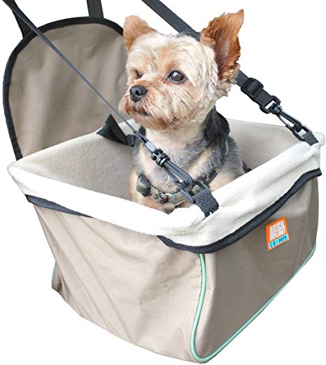 Animal Planet Puppy Booster Car Seat Cover for Small Dogs - Portable, Foldable, Collapsable Pet Car Carrier with Safety Leash - 12Lbs & Under