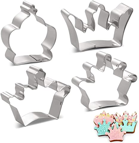 Cookie Cutters Set Crown Shape Stainless Steel 4 Pieces, King Crown, Queen Crown, Prince Crown and Princess Crown by Amison