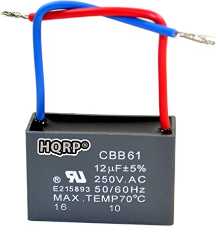 HQRP Ceiling Fan Capacitor CBB61 12uf 2-Wire UL Listed