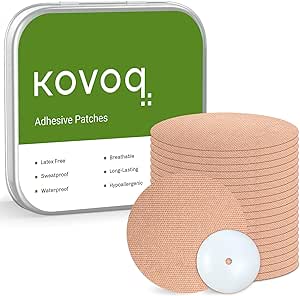 Freestyle Libre 3 Sensor Covers with Reusable Hardshell Cover by KOVOQ, 20-Pack Libre 3 Covers in Premium Tin Box, Waterproof and Skin-Friendly for 14 Days (TAN)