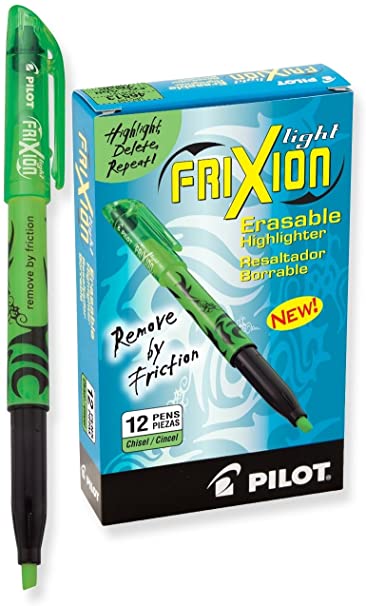 PILOT FriXion Light Erasable Highlighters, Chisel Tip, Green Ink, 12 Count (46513)