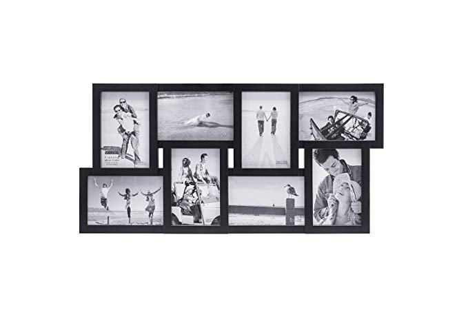 Malden 4x6 8-Opening Collage Matted Picture Frame - Displays Eight 4x6 Pictures - Black