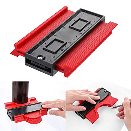 Contour Gauge Duplicator 5 Inch Plastic Irregular Copy Contour Tool Standard Wood Marking Tool Tiling Laminate Tiles General Tools (Red)