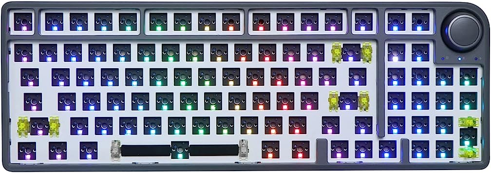 EPOMAKER TH96 Pro 96% Hot Swap RGB 5.0/2.4GHz/Type-C Gasket Mounted Mechanical Gaming Keyboard Kit with South-Facing RGB LEDs, Knob Control, Compatible with 3/5Pin Switches (Grey)