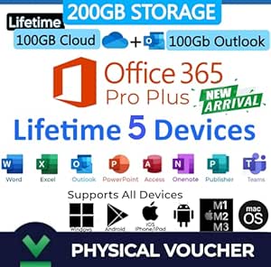 Ms OfficeSuite 365 Pro Plus with 200GB Storage | 5 Devices | Lifetime | for Windows, MacOS, Android, iOS, All Devices, Unlimited Reinstallations - Lifetime 5 Devices