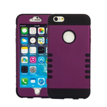 iPhone 6 Plus Case, oneCase? 3-piece 3 in 1 Combo Hybrid Defender High Impact Body Armor Hard PC & silicone Case Protective Cover for Apple iPhone 6 Plus 5.5 inch Screen with Screen protector (Purple/Black)