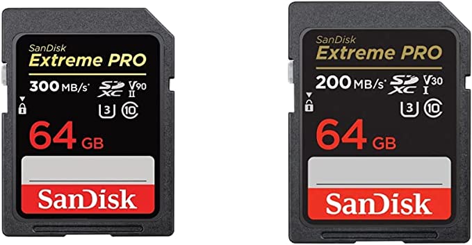 SanDisk 64GB Extreme PRO SDXC UHS-II Memory Card & 64GB Extreme PRO SDXC UHS-I Memory Card - C10, U3, V30, 4K UHD, SD Card - SDSDXXU-064G-GN4IN