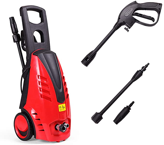 JAXPETY 1300 PSI 1.98 GPM Electric Pressure Washer, High Pressure Car Washer Machine with Spray Nozzle, Red