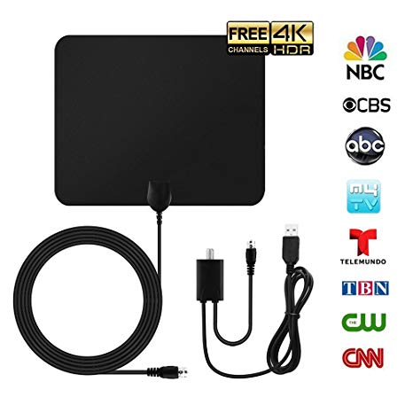 FULL HD Indoor TV Antenna - Support 1080P/4K Reception Up to 50 Mile Range, Digital Antenna with 10ft Coaxial Cable HDTV Ultra Thin Antennas and Signal Booster Receiver Leaf for TV