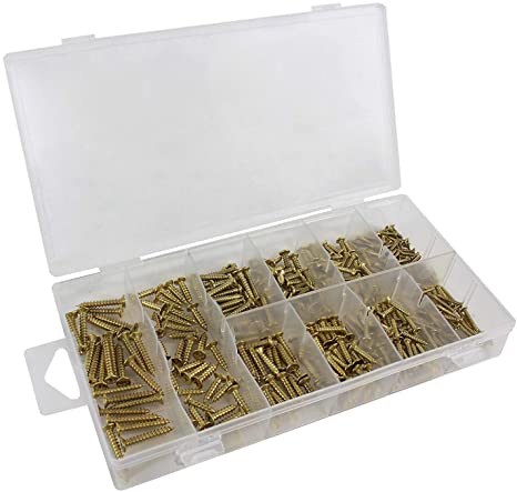 Blue Donuts Hardware Wood Screw Assortment Kit Assorted Stainless Steel Zinc Plated Phillips Head Screw Set for Construction, Home Renovation and Improvement - Pack of 138 Pieces