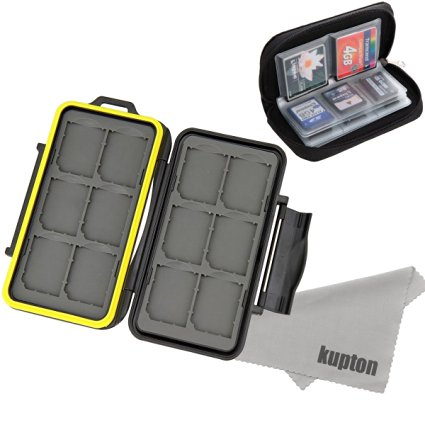 Kupton Water-resistance Memory Card Hard Carrying Case with Zippered Pouch