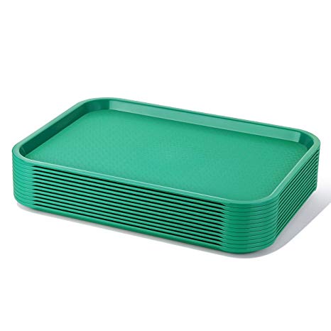 New Star Foodservice 24609 Green Plastic Fast Food Tray, 12 by 16-Inch, Set of 12