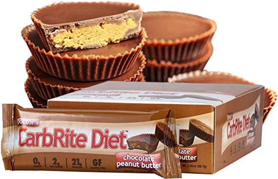 CarbRite Diet - 2g net Carbs - Gluten Free - Sugar Free - Protein Bar - Chocolate Peanut Butter 2oz bar, 12 count