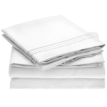 Ideal Linens Bed Sheet Set - 1800 Double Brushed Microfiber Bedding - 3 Piece (Twin, White)