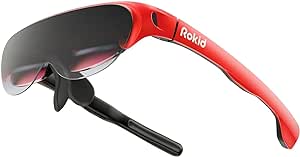 Rokid Air AR Glasses, 120" Full HD Virtual Screen, Lightweight Smart Glasses, Compatible with iPhone 15, Steam Deck/Gaming Consoles/PC/Android, Nearsightedness Adjustment, Portable Monitor (Red)