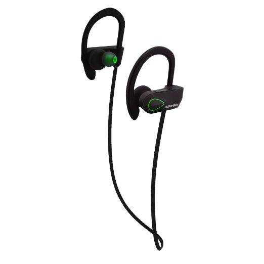 Bluetooth Earbuds By Zivigo Sweat-proof, IPX7 Waterproof Headphones with Noise Cancellation Technology, Microphone & Voice prompts,