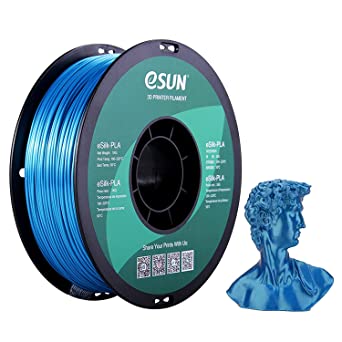 eSUN Silk PLA 3D Printer Filament, Dimensional Accuracy  /- 0.03 mm, 1 kg Spool, 1.75 mm, Cyan