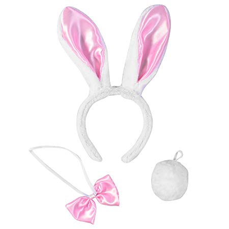 Bunny Ears and Tail w/ Bow - Easter Costume - Bunny Headband by Funny Party Hats
