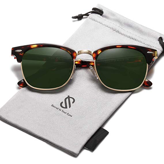 SOJOS Semi Rimless Polarized Sunglasses Half Horn Rimmed Glasses SJ5018