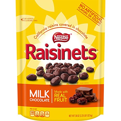 Nestle Raisinets Milk Chocolate Large Resealable Bag, 36 Ounce Bag