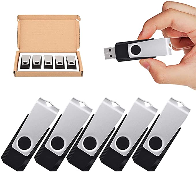 TOPESEL 5 Pack 32GB USB 3.0 Flash Drives Memory Stick Swivel Thumb Drive Memory Stick Jump Drive (32G, 5PCS, Black)