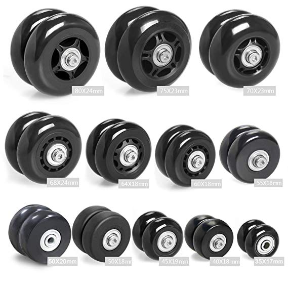 Airkoul Forwardsell Black Luggage Suitcase/Inline Outdoor Skate Replacement Wheels with ABEC 608zz Bearings