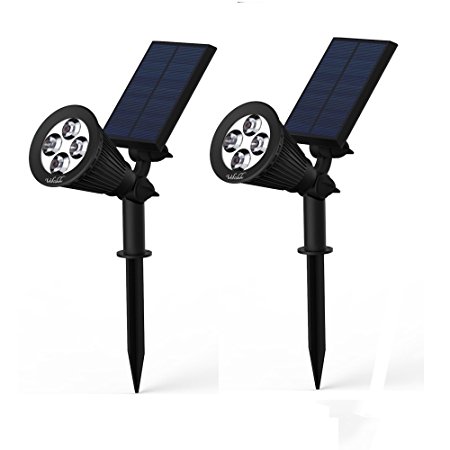 Solar Lights,Solar Powered Spotlight 2-in-1 Adjustable 4 LED In-Ground Light Landscape Wall Light Waterproof Security Light for Outdoor Yard Garden Lawn - Auto-On / Off - The 3rd Gen-2 pack