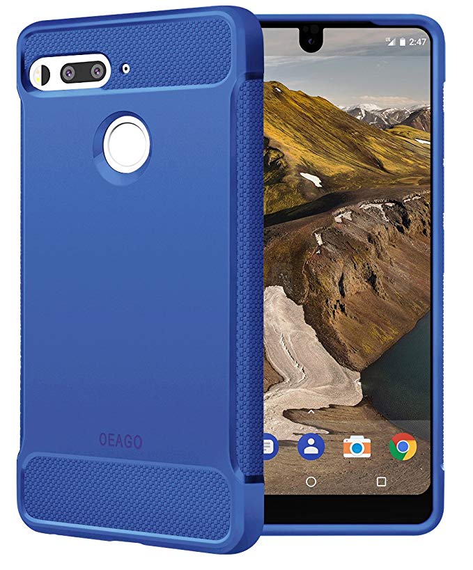 Essential Phone PH-1 Case, OEAGO Lightweight TPU Bumper Shock Absorption Cover Case for Essential Phone PH-1 - Blue