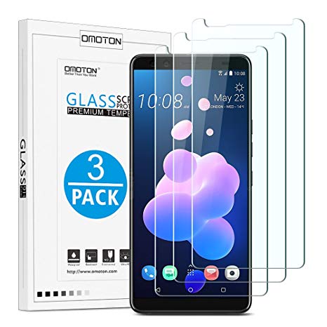 [3 Pack] HTC U12 Plus / U12   Screen Protector, OMOTON Tempered Glass Screen Protector with [9H Hardness] [Crystal Clear] [Anti-Scratch] [Bubble-Free Installation] for HTC U12  / U12 Plus [6.0 inch]