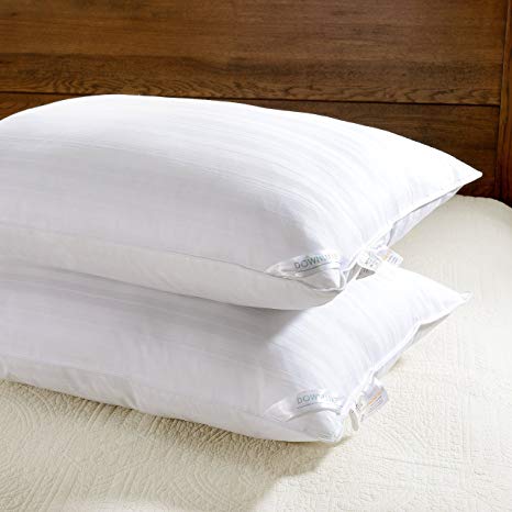 downluxe 2 Pack Luxury Down Alternative Bed Pillows - Premium Plush Pillow 100% Cotton Pillow Cover,Standard Size 20x26