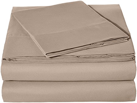 AmazonBasics Microfiber Sheet Set - Twin, Taupe, 4-Pack