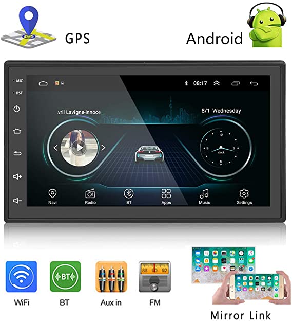 Podofo Car Stereo - Double Din Android Car Stereo with Bluetooth 7 inch LCD Touch Screen 1G   16G Memory FM Radio Support Backup Camera/WiFi/GPS Navigation Radio Receiver