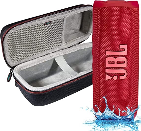 JBL-Flip 6 - Waterproof Portable Bluetooth Speaker, Powerful Sound and deep bass, IPX7 Waterproof, 12 Hours of Playtime with Megen Hardshell Case - Red