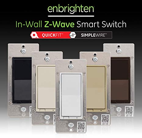 GE Enbrighten Z-Wave Plus Smart Light Switch with QuickFit and SimpleWire, Compatible with Alexa, SmartThings, Wink, Zwave Hub Required, ON/OFF Control, Repeater/Range Extender, 3-Way Ready, 46201